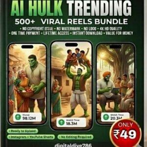 💥ALL New niche😜 500 AI Viral Hulk Reels Bundle: Smash Your Social Media Goals! 🔥